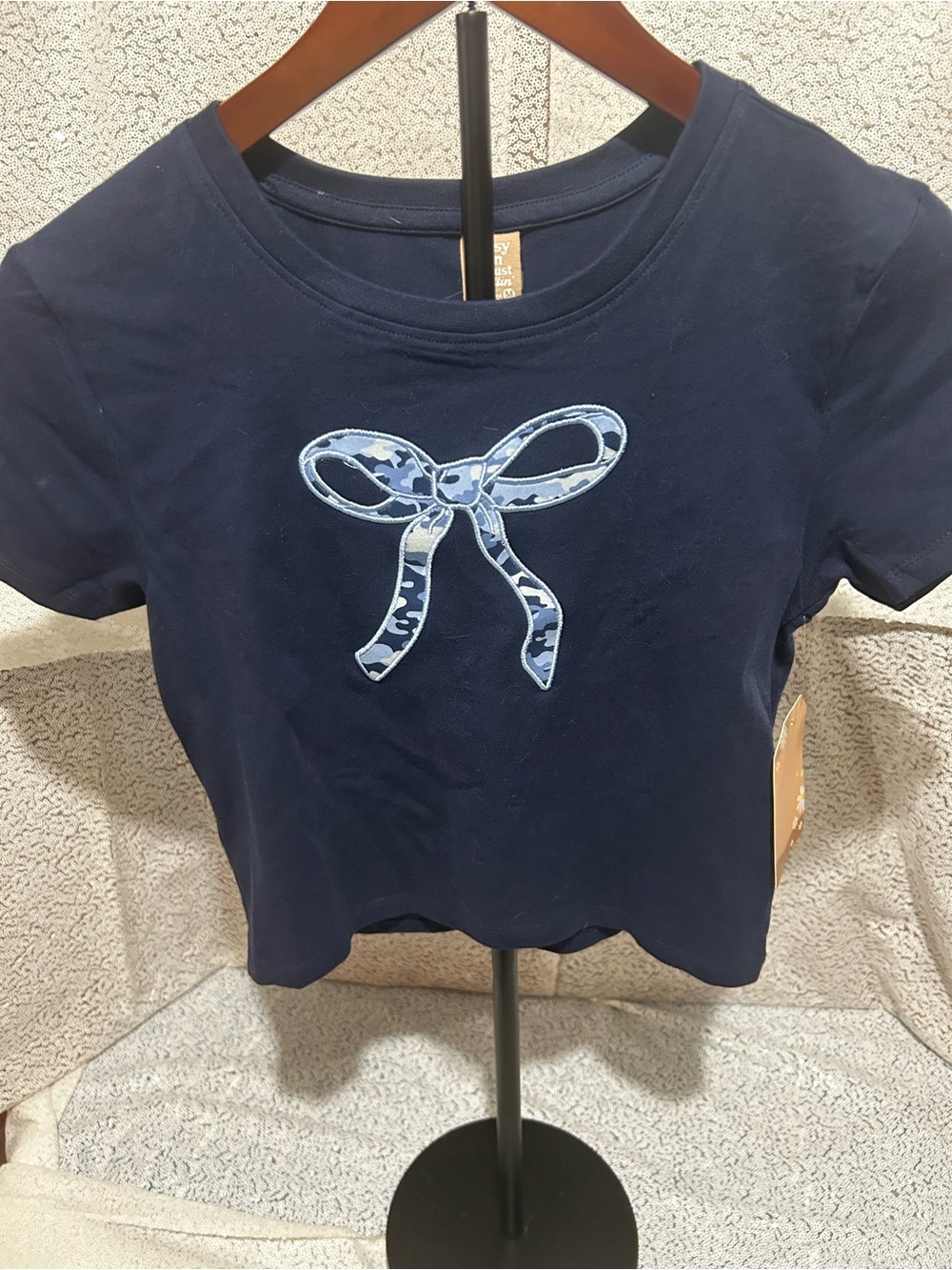 Navy Bow Appliqué Tee